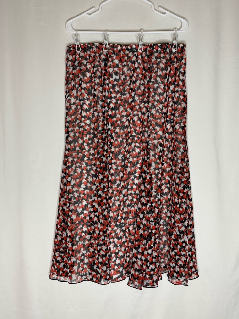 Ruby Rd. Red, Black & White Printed Maxi Skirt